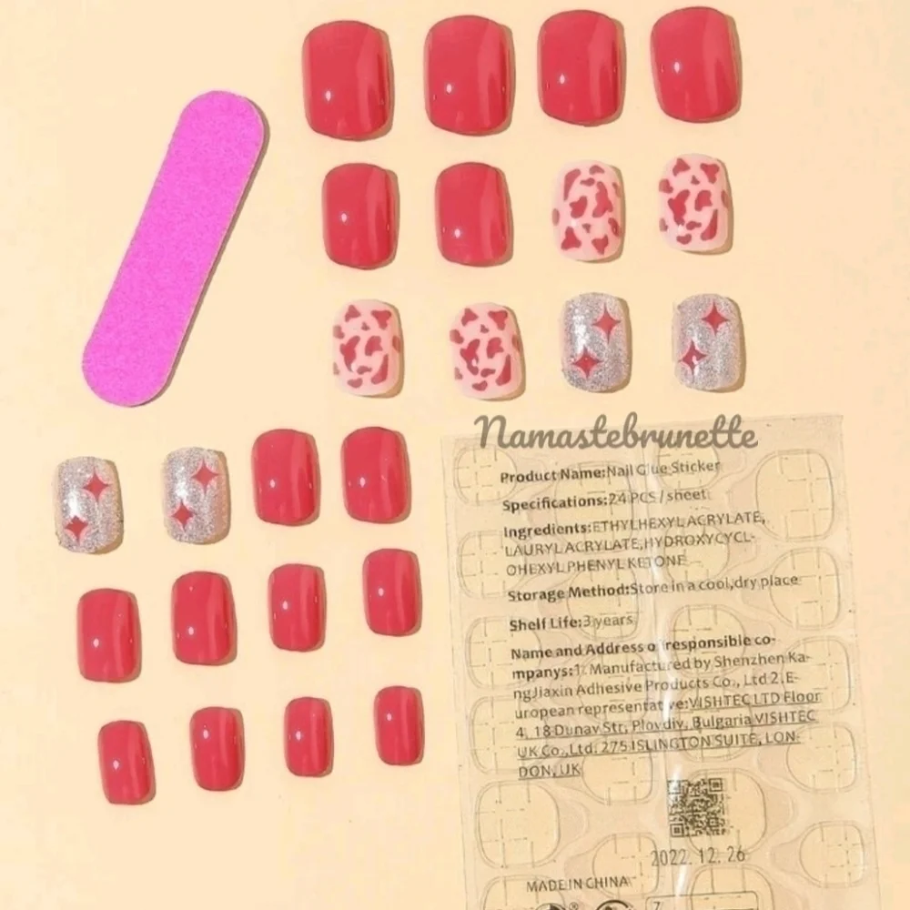 2/$16 Pink Stars Press On Nails